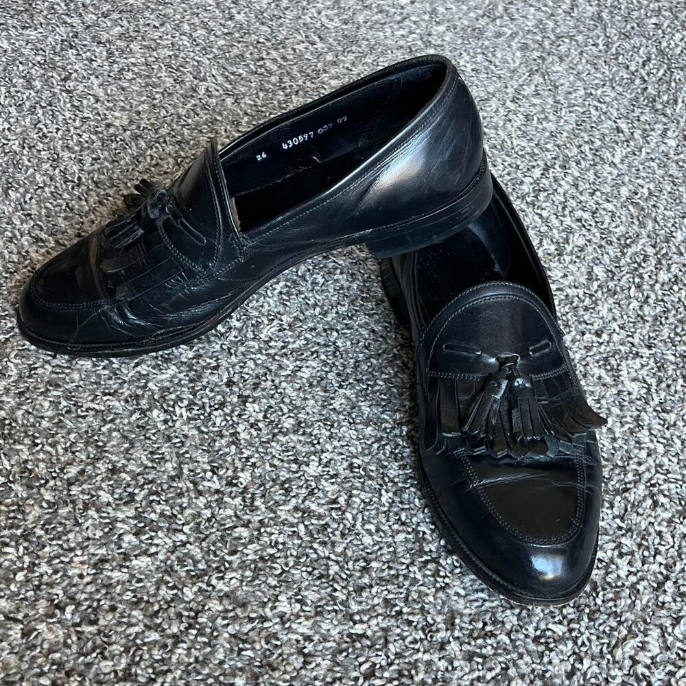 Florsheim Black Leather Tassel Loafers, Mens 11 Eclectic Grandpa Dadcore Formal - Picture 3 of 8